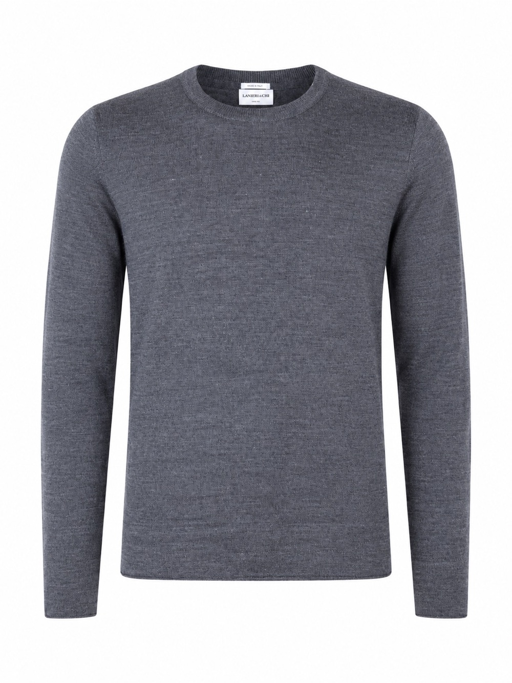 Lindbergh Grey Merino Wool Crewneck Sweater Slim Fit Minimalist Mens Grey